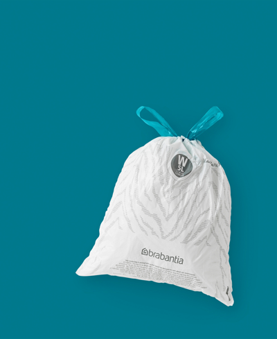 Brabantia Perfectfit Trash Bags, Code W, 1.3 Gallons, 5 Liter, 200 Trash Bags In White