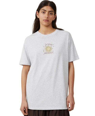 Shop Cotton On Women's The Oversized Graphic T-shirt In Inner Divinity,soft Gray Marle