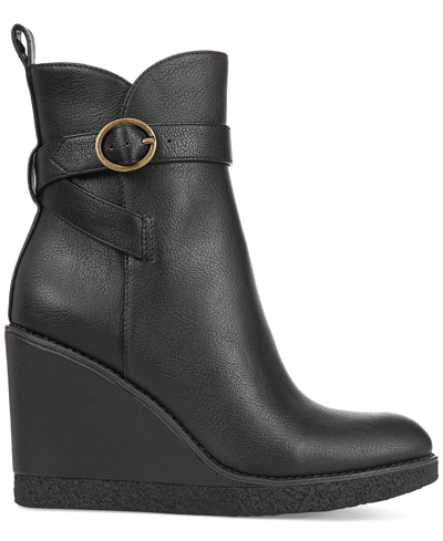 Shop Zodiac Women's Ina Buckled Wedge Booties In Brown Leather
