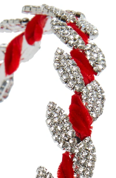 Shop Capelli New York Cyrstal Leaf Headband In Red Combo