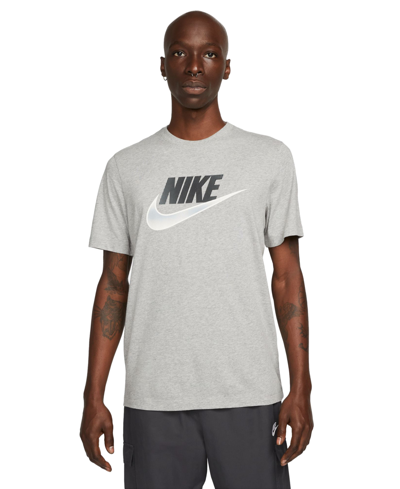 Shop Nike Men's Sportswear Short-sleeve Futura Logo T-shirt In Dark Grey Heather