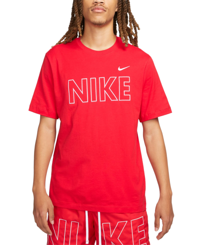 Shop Nike Men's Sportswear Logo Graphic Short Sleeve Crewneck T-shirt In University Red