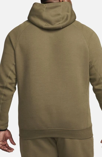 Shop Nike Tech Fleece Pullover Hoodie In Medium Olive/ Black