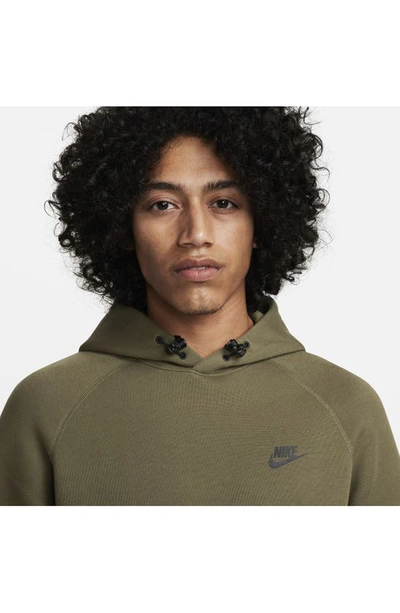 Shop Nike Tech Fleece Pullover Hoodie In Medium Olive/ Black