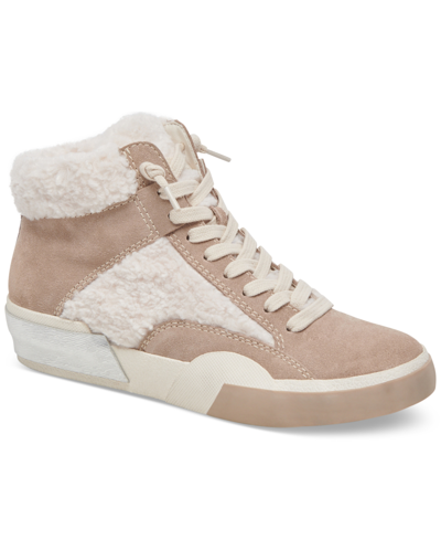 Shop Dolce Vita Women's Zilvia Lace-up Plush High-top Sneakers In Taupe Multi
