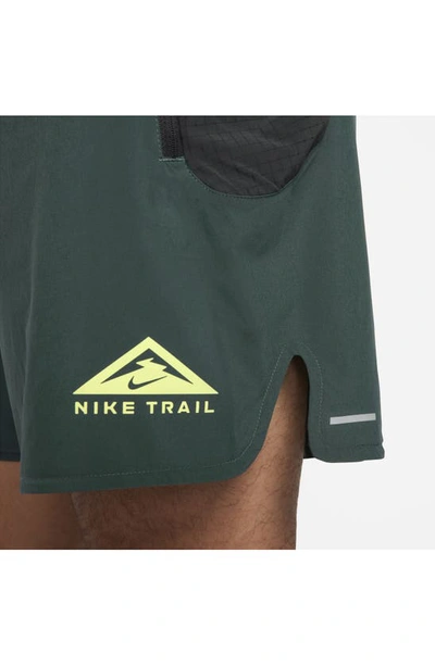 Shop Nike Dri-fit Trail Running Shorts In Deep Jungle/ Black/ Green
