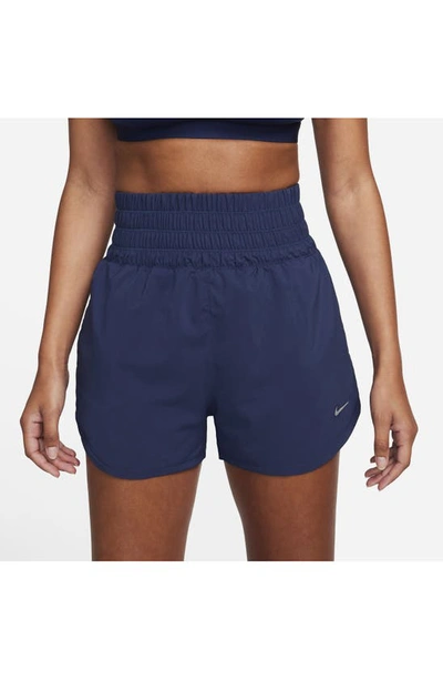 Shop Nike Dri-fit Ultrahigh Waist 3-inch Brief Lined Shorts In Midnight Navy