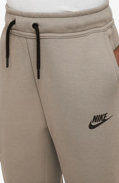 Shop Nike Kids' Tech Fleece Joggers In Khaki/ Black/ Black