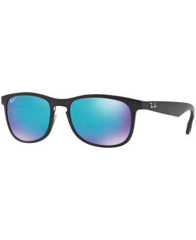 Shop Ray Ban Polarized Sunglasses , Rb4263 In Black Matte,blue Mirror Polar