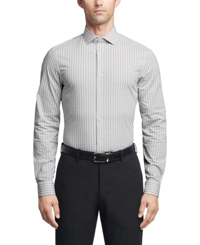 Shop Calvin Klein Men's Steel Slim Fit Stretch Dress Shirt In Gray