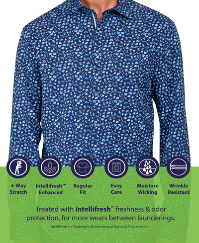 Society Of Threads Men's Regular-fit Non-iron Performance Stretch Abstract Floral Button-down Shirt In Red