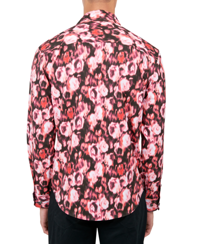 Society Of Threads Men's Regular-fit Non-iron Performance Stretch Abstract Floral Button-down Shirt In Red