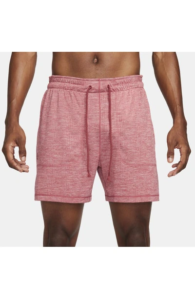 Shop Nike Yoga Dri-fit Jersey Shorts In Cedar/ Heather/ Cedar