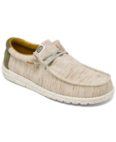 Shop Hey Dude Men's Wally Jersey Casual Moccasin Sneakers From Finish Line In Taupe