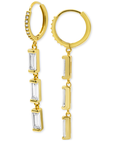 Shop Adornia 14k Gold-plated Triple Rectangle Crystal Charm Huggie Hoop Earrings