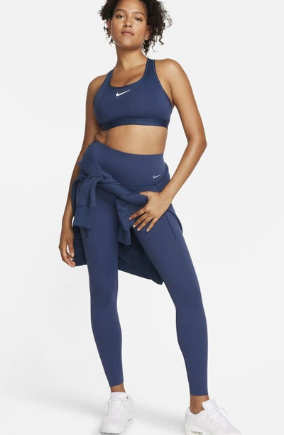 Shop Nike Universa Dri-fit Medium Support High Waist Leggings In Midnight Navy/ Black