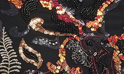 Dress The Population Sharon Embellished Sleeveless Gown In Black Multi