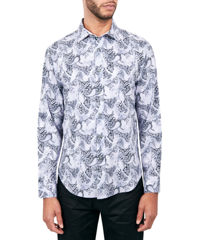 Shop Society Of Threads Men's Regular-fit Non-iron Performance Stretch Paisley Button-down Shirt In Grey