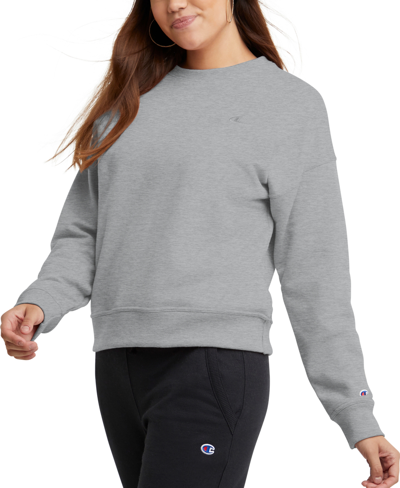 Shop Champion Women's Powerblend Fleece Crewneck Sweatshirt In Oxford Gray