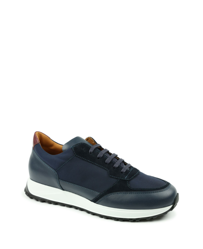 Shop Bruno Magli Men's Holden Mix Media Sport Lace Up Sneakers In Navy,navy Nylon