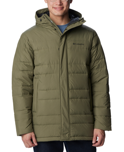 Shop Columbia Men's Saltzman Quilted Water-resistant Down Parka In Stone Green
