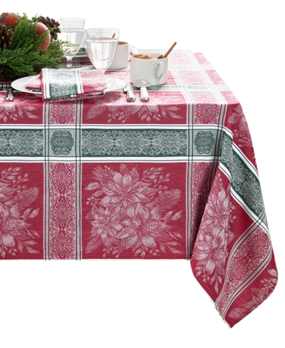 Elrene Poinsettia Plaid Jacquard Plaid Tablecloth, 60" X 84" In Multi