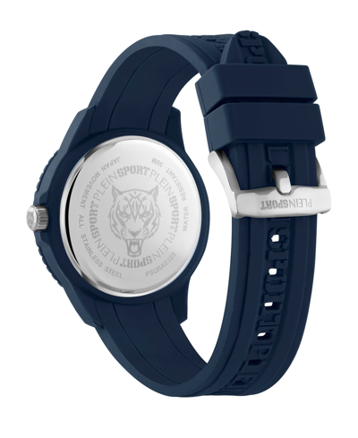 Shop Plein Sport Men's Watch 3 Hand Date Quartz Fearless Blue Silicone Strap Watch 43mm
