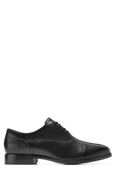 Cole Haan Broadway Cap Toe Oxford In Black/ Black Wp