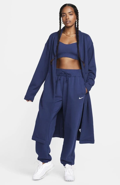 Shop Nike Sportswear Modern Fleece Oversized Duster In Midnight Navy/ Black