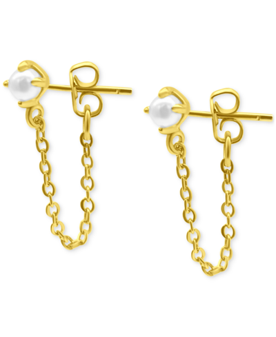 Shop Adornia 14k Gold-plated Chain & Freshwater Pearl Front-to-back Earrings