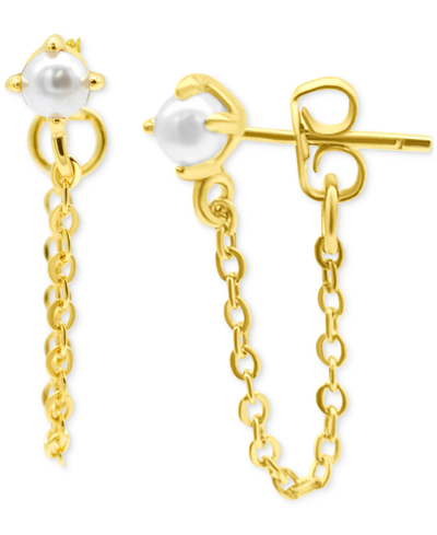 Shop Adornia 14k Gold-plated Chain & Freshwater Pearl Front-to-back Earrings