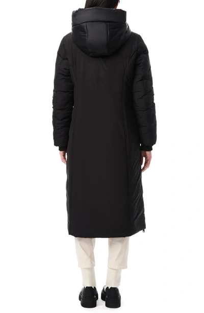 Shop Bernardo Shiny Hood Recycled Nylon Puffer Coat With Bib In Black