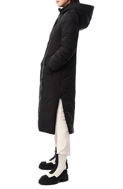 Shop Bernardo Shiny Hood Recycled Nylon Puffer Coat With Bib In Black