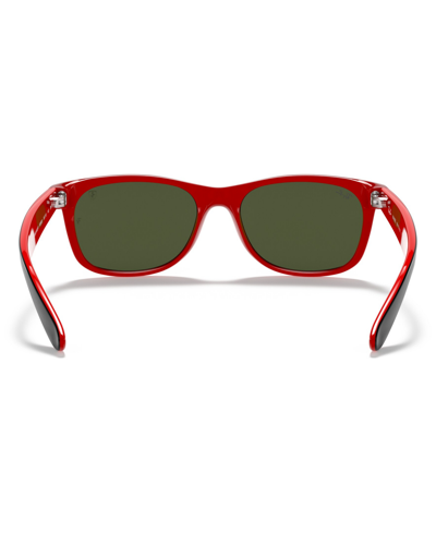 Ray Ban Unisex Sunglasses, Rb2132m Scuderia Ferrari Collection 55 In Top Matte Black On Red,light Green Mirro