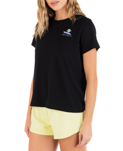 Shop Hurley Juniors' Be Happy Classic Graphic Cotton T-shirt In Black