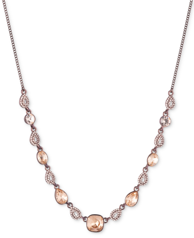 Shop Givenchy Brown Gold-tone Silk Cushion-cut Frontal Necklace, 16" + 3" Extender In Dark Pink