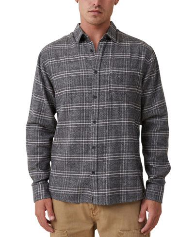 Shop Cotton On Men's Camden Long Sleeve Shirt In Gray Textured Check