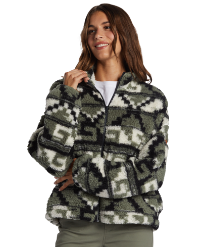 Shop Roxy Juniors' Off The Wave Sherpa Fleece In Agave Green