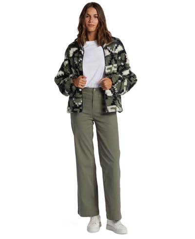 Shop Roxy Juniors' Off The Wave Sherpa Fleece In Agave Green