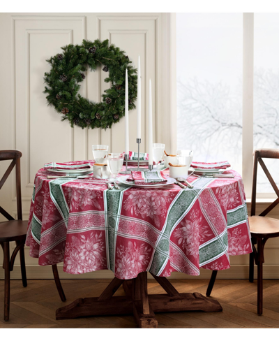 Shop Elrene Poinsettia Plaid Jacquard Plaid Tablecloth, 60" X 84" Oval In Multi