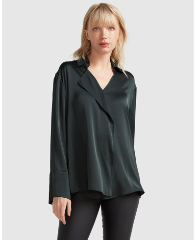 Shop Belle & Bloom Women  Gemini Waterfall Shirt In Dark Green