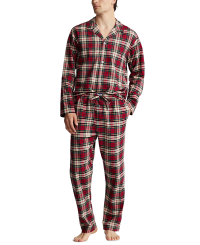 Shop Polo Ralph Lauren Men's Plaid Flannel Pajamas Set In Bennington Plaid With Cruise Navy Pp