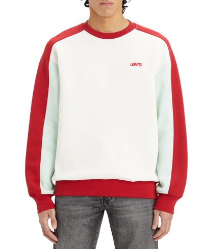 Shop Levi's Men's Relaxed-fit Colorblocked Logo Sweatshirt, Created For Macy's In Egret