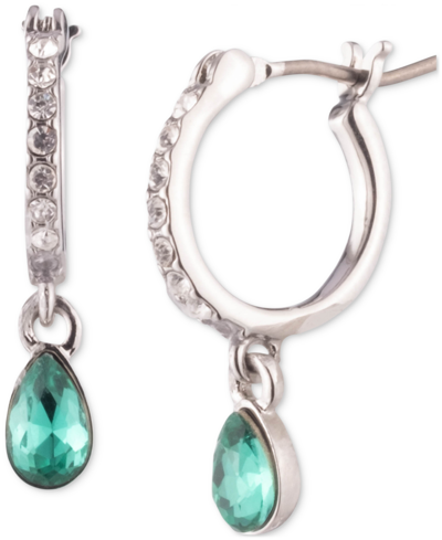 Shop Givenchy Gold-tone Stone & Crystal Dangle Small Huggie Hoop Earrings In Green