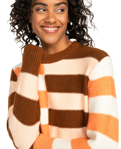 Shop Roxy Juniors' Jungle Groove Striped Sweater In Sorrel Horse