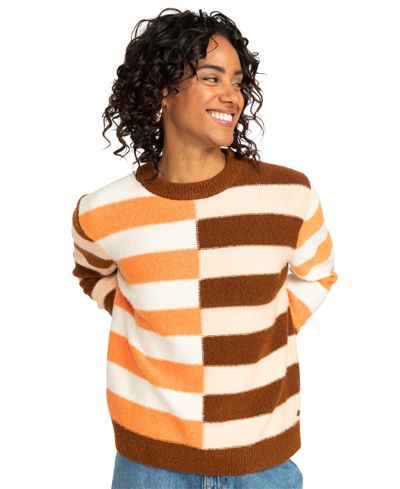 Shop Roxy Juniors' Jungle Groove Striped Sweater In Sorrel Horse
