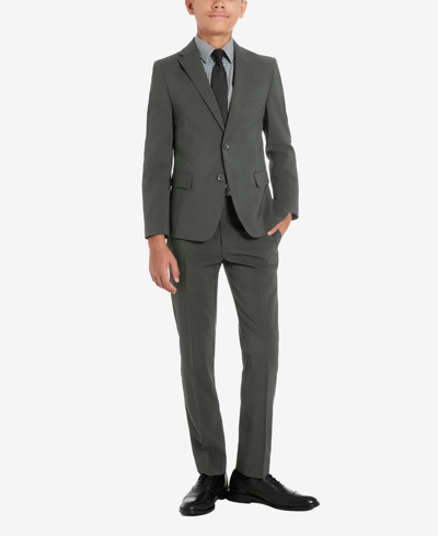 Shop Kenneth Cole Reaction Big Boys Slim Fit Stretch Suit Jacket In Charcoal