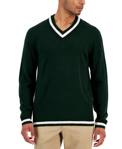 Shop Club Room Men's V-neck Merino Cricket Sweater, Created For Macy's In Ivy League