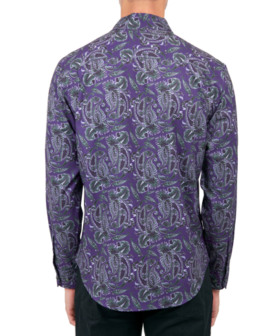 Shop Society Of Threads Men's Regular-fit Non-iron Performance Stretch Paisley Button-down Shirt In Purple