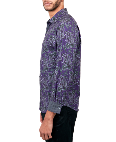 Shop Society Of Threads Men's Regular-fit Non-iron Performance Stretch Paisley Button-down Shirt In Purple